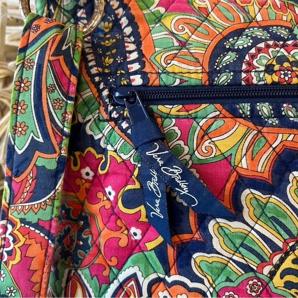 VERA BRADLEY Venetian Paisley 2013 Zip Hipster Crossbody Navy Red Yellow Orange - Picture 8 of 17